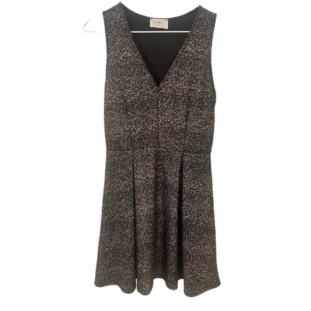 Everly Black Copper Sparkle Sleeveless Dress Medium